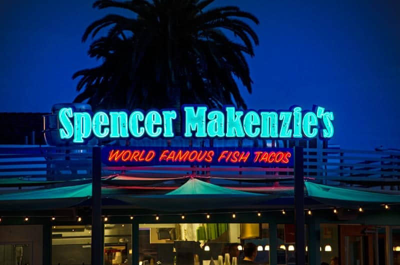 Spencer Makenzie's open-faced neon and traditional neon tube lettering in Ventura, California.