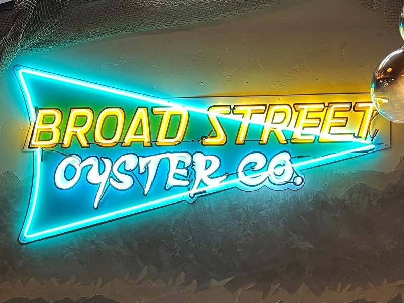 Broad Street Oyster Bar custom neon sign in Santa Barbara, California by Dave's Signs.