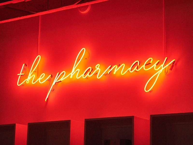 Indoor neon signs for The Pharm in Ventura, California, by Dave's Signs.