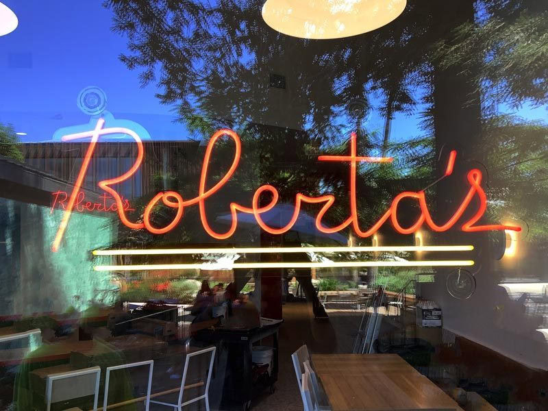 LED neon signs make great signs for windows like Roberta's in Studio City, California by Dave's Signs. Custom LED neon signs Studio City by Dave's Signs.