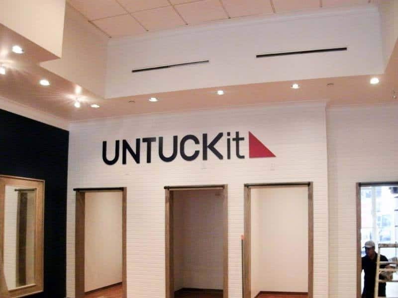 Dimensional letters are great for inside stores too. Check out this one we did for UNTUCKit in Dallas, TX.