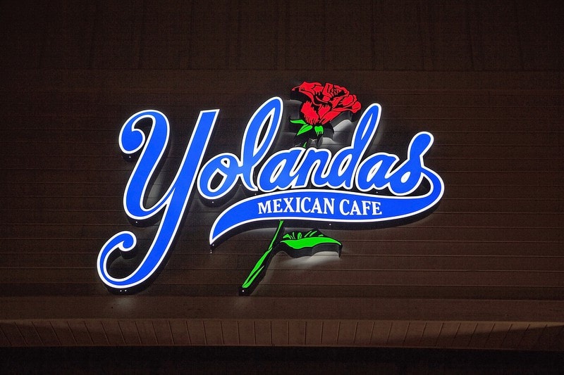 Yolanda's Mexican Cafe front-lit channel letter sign in Ventura, California. 