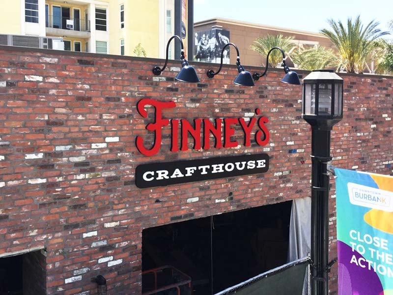 Dimensional letters make great signs for restaurants like this externally lit sign for Finney's Crafthouse in Burbank.