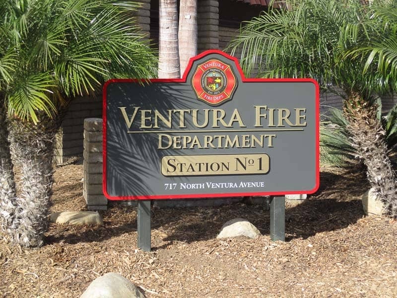 We did a series of post and panel signs for each Fire Department location in Ventura.