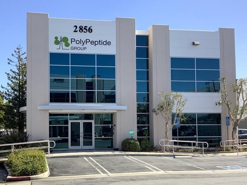 PolyPeptide in Torrance, CA uses a dimensional letter sign as one of their building sign. Part of series of signs throughout the property.