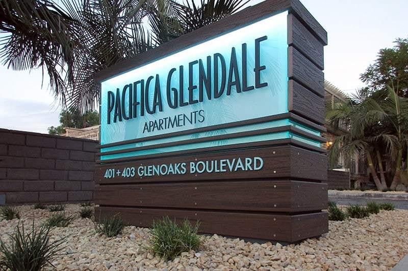 Monument signs make a great freestanding sign for apartment complexes like this one in Glendale, CA.
