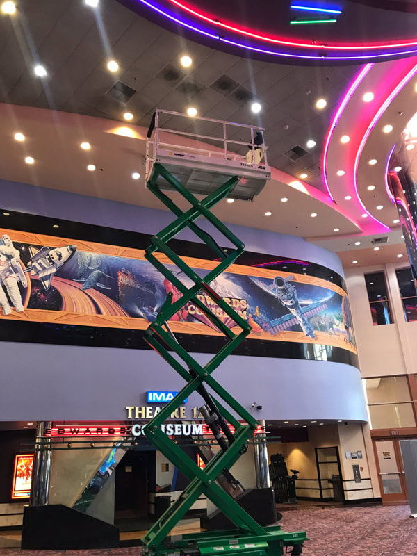 Edwards Cinema in Camarillo interior neon sign repair by Dave's Signs.