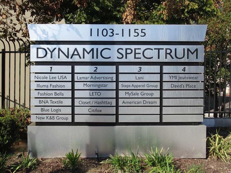 Dynamic Spectrum business park multi-tenant sign in Los Angeles, California, is a clean, modern style.