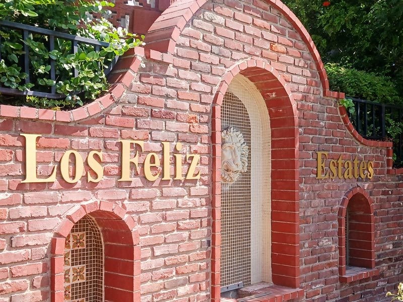 Los Feliz Estates brick monument sign matches the upscale nature of the community.